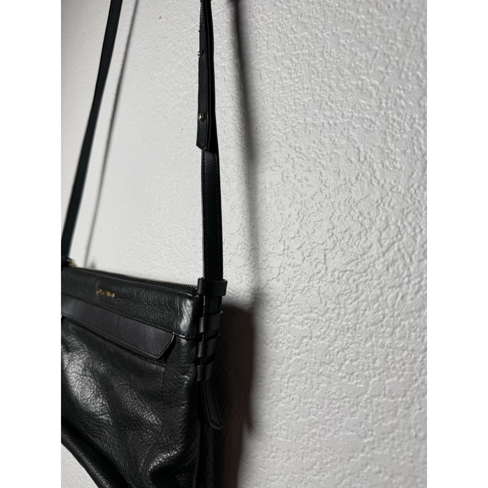 Cole Haan Black Pebbled Leather Crossbody Bag Zip Top Adjustable Strap Purse - Picture 9 of 10